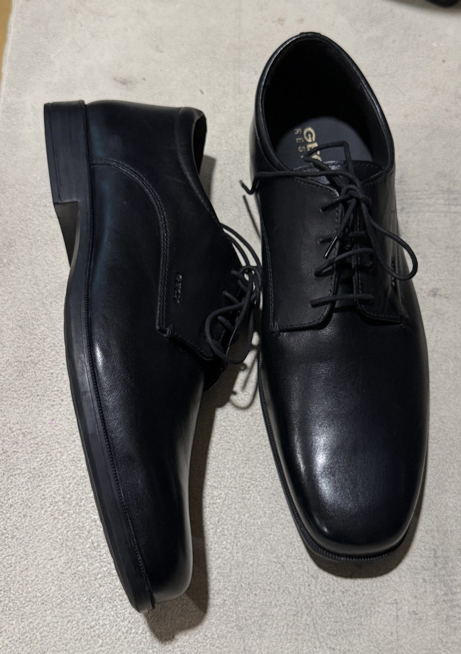 Geox Respira Men's Black Leather Dress Shoes Sz EU43, US 10